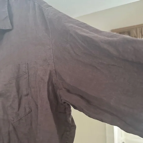 GAP - 100% Linen Brown Button Shirt - Lightweight Summer Casual - Size XL - Picture 7 of 16